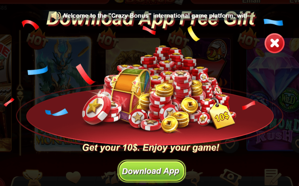 download crazy bonus casino and get free play gift